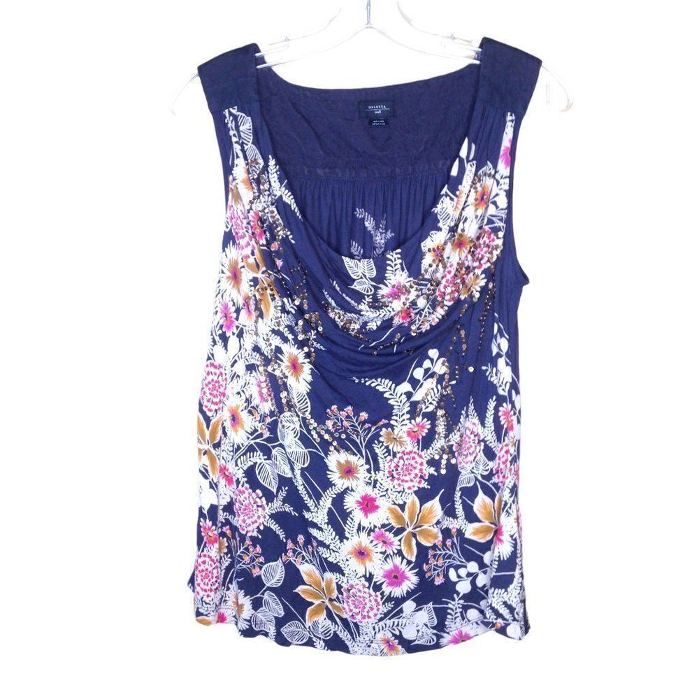 Anthropologie | Deletta Wild Bunch Cowl Neck Top Small